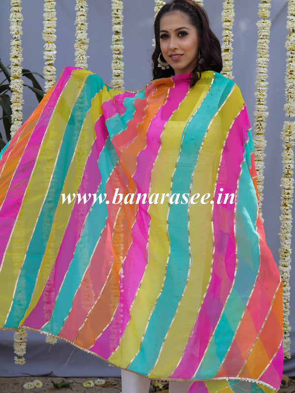 Banarasee Faux Georgette Gotapatt Work Dupatta-Multicolor