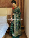 Banarasee Handwoven Semi Silk Patola Design Meena & Zari Work Saree-Green
