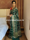 Banarasee Handwoven Semi Silk Patola Design Meena & Zari Work Saree-Green