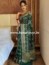 Banarasee Handwoven Semi Silk Patola Design Meena & Zari Work Saree-Green