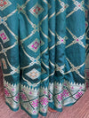Banarasee Handwoven Semi Silk Patola Design Meena & Zari Work Saree-Green