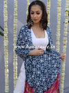 Banarasee Pure Gajji Silk Block Print Dupatta-Blue
