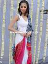Banarasee Pure Gajji Silk Block Print Dupatta-Blue