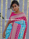 Banarasee Pure Khaddi Chiffon Silk Sari With Buta Design & Contrast Border & Koniya Pallu-Powder Blue & Pink