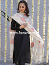 Banarasee Floral Embroidered Chanderi Cotton Lurex Zari Dupatta-White