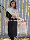 Banarasee Floral Embroidered Chanderi Cotton Lurex Zari Dupatta-White