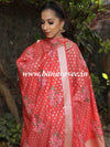 Banarasee Floral Embroidered Chanderi Cotton Lurex Zari Dupatta-Red