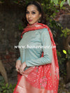 Banarasee Floral Embroidered Chanderi Cotton Lurex Zari Dupatta-Red