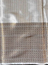 Banarasee Handwoven Semi-Chiffon Saree With Copper Zari Work-White
