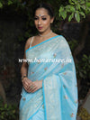 Banarasee Chanderi Cotton Floral Embroidered Saree-Pastel Blue