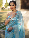 Banarasee Chanderi Cotton Floral Embroidered Saree-Pastel Blue
