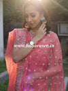 Banarasee Brocade Salwar Kameez Fabric With Embroidered Organza Dupatta-Peach