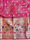 Banarasee Handwoven Semi Silk Saree With Meena Border Design-Mint Green
