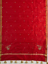 Banarasee Art Silk Dupatta With Mirror Work & Hand-Embroidered Motifs-Red
