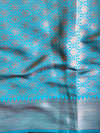Banarasee Handwoven Semi Silk Saree With Copper Zari Design-Green
