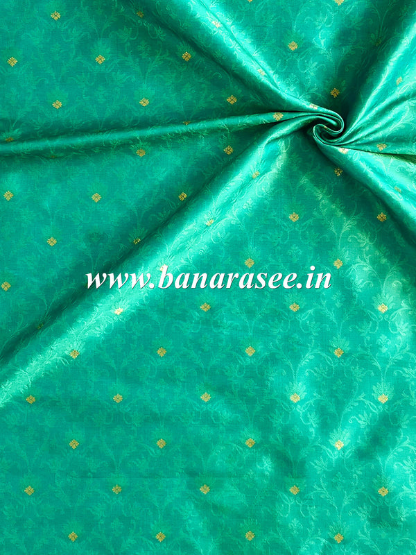 Banarasee Semi Katan Silk Buti & Tanchoi Design Fabric-Sea Green