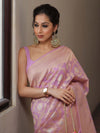 Banarasee Organza Silk Saree With Zari & Meena Jaal & Border-Lavender