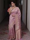 Banarasee Organza Silk Saree With Zari & Meena Jaal & Border-Lavender