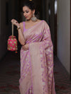 Banarasee Organza Silk Saree With Zari & Meena Jaal & Border-Lavender