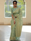 Banarasee Organza Silk Saree With Zari & Meena Jaal & Border-Mint Green