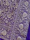 Banarasee Handwoven Semi-Chiffon Saree With Buti Design & Broad Floral Border-Violet