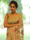 Bhagalpur Handloom Pure Linen By Mulberry Silk Saree With Embroidered Design-Ivory White