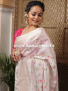 Banarasee Faux  Georgette Saree With Gold Zari & Resham Jaal Work-White