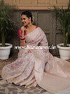 Banarasee Faux  Georgette Saree With Gold Zari & Resham Jaal Work-White