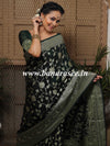 Banarasee Handwoven Semi-Chiffon Saree With Zari Jaal Work-Green