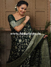 Banarasee Handwoven Semi-Chiffon Saree With Zari Jaal Work-Green