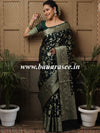 Banarasee Handwoven Semi-Chiffon Saree With Zari Jaal Work-Green