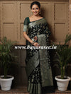 Banarasee Handwoven Semi-Chiffon Saree With Zari Jaal Work-Green