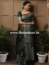 Banarasee Handwoven Semi-Chiffon Saree With Zari Jaal Work-Green