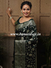 Banarasee Handwoven Semi-Chiffon Saree With Zari Jaal Work-Green