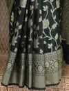 Banarasee Handwoven Semi-Chiffon Saree With Zari Jaal Work-Green