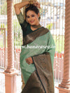 Banarasee Kora Muslin Saree With Jaal Design & Skirt Border-Green