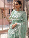 Banarasee Faux Georgette Saree With Silver Zari & Resham Jaal Work-Pastel Green