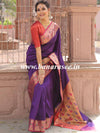 Banarasee Handwoven Semi-Katan Zari Paithani Border Saree-Violet