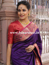 Banarasee Handwoven Semi-Katan Zari Paithani Border Saree-Violet