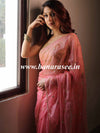 Banarasee Organza Silk Hand-Work Saree- Pink