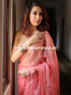 Banarasee Organza Silk Hand-Work Saree- Pink