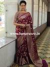Banarasee Handwoven Semi-Chiffon Saree With Zari Jaal Work-Wine