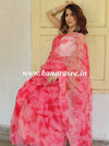 Banarasee Organza Silk Shibori Dyed Hand-work Saree & Contrast Blouse-Pink