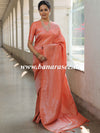 Banarasee Kubera Pattu Soft Silk Saree With Silver Zari Work-Peach