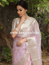 Banarasee Organza Mix Saree With Silver Zari Buta & Border-Lilac