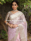 Banarasee Organza Mix Saree With Silver Zari Buta & Border-Lilac