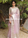 Banarasee Organza Mix Saree With Silver Zari Buta & Border-Lilac