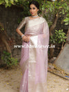 Banarasee Organza Mix Saree With Silver Zari Buta & Border-Lilac
