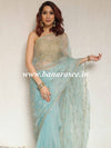 Banarasee Organza Silk Hand-work Saree-Light Blue