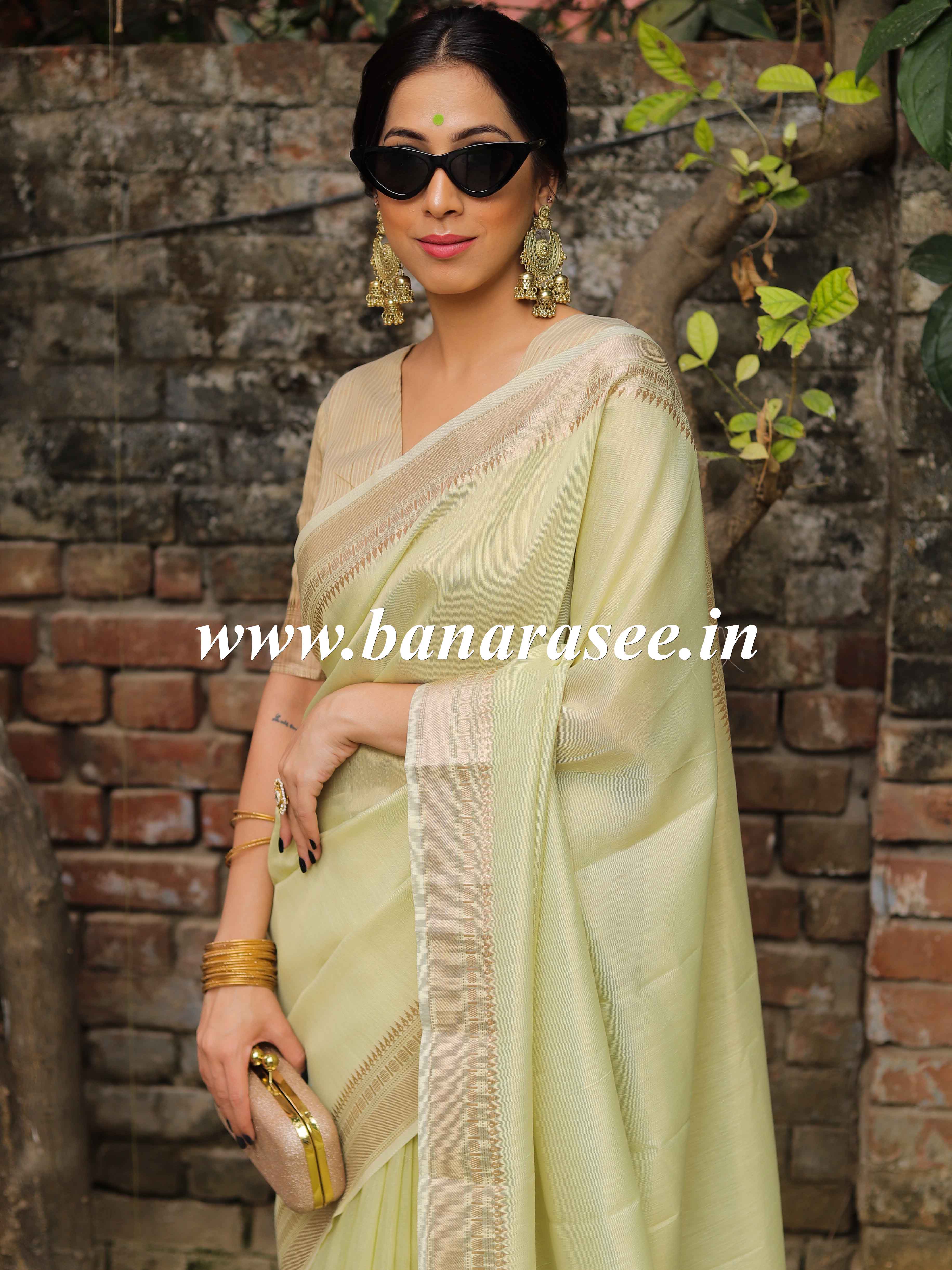 Banarasee Tissue Saree-Green